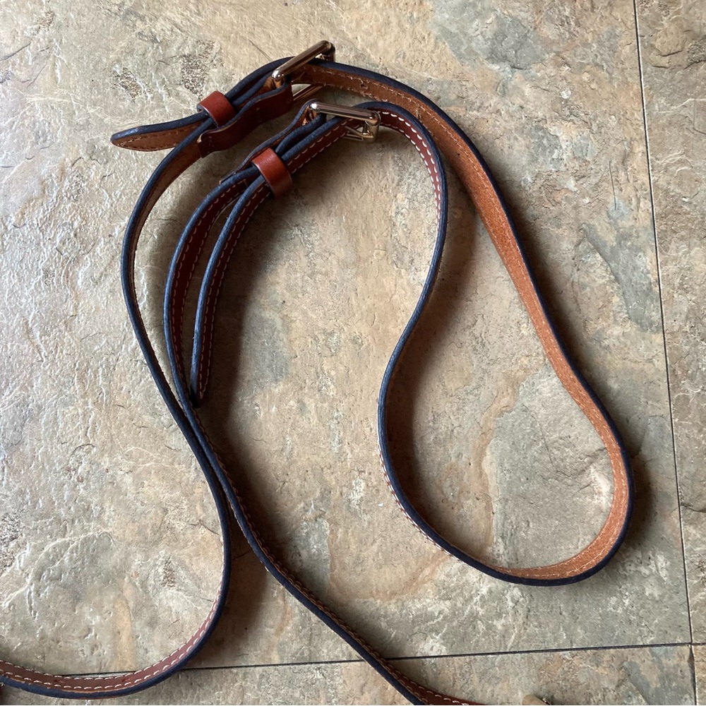 Dooney & Bourke Navy and Brown pebble Leather Crossbody Bag - Picture 13 of 15